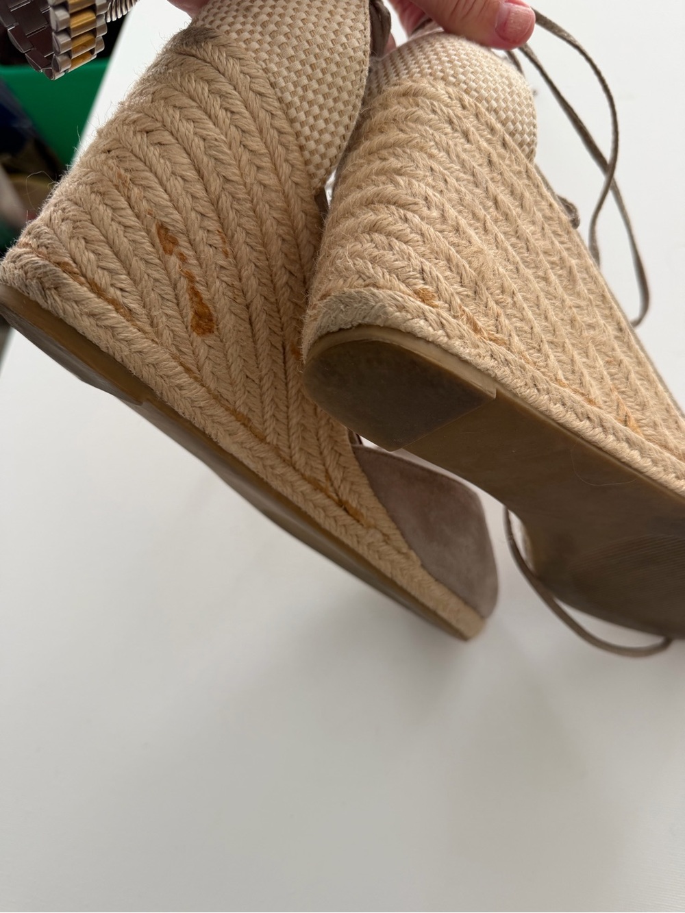 Steve Madden Bestow Light gray Espadrille Wedge Sandals with Ankle Tassel Tie - Picture 4 of 4